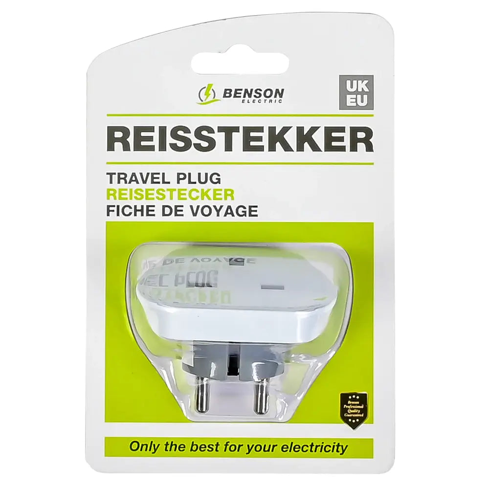 Benson Reiseadapter UK auf EU – 13 A Ohne Erdung Weiß - MIZO.at
