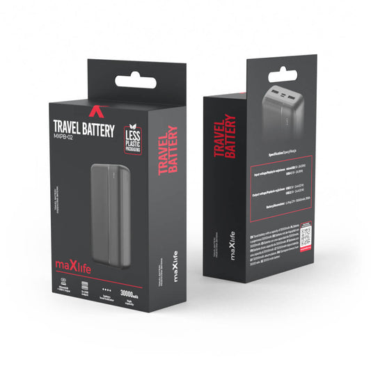 Maxlife MXPB-02 Power Bank 30000mAh – Schwarz | Multi-Port Akku für Reisen - MIZO.at