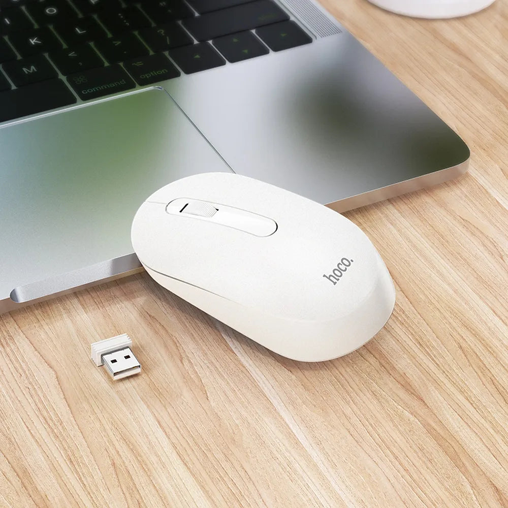 HOCO GM14 Platinum Mouse | 2.4G Wireless White Mouse - MIZO.at