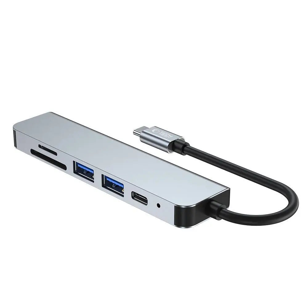 Tech-Protect V4 6in1 USB-C Hub | HDMI & Card Reader – Gray - MIZO.at