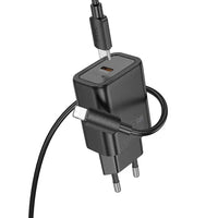 Hoco N62 USB-C QC PD 30W Ladegerät + USB-C auf Lightning Kabel Schwarz - MIZO.at