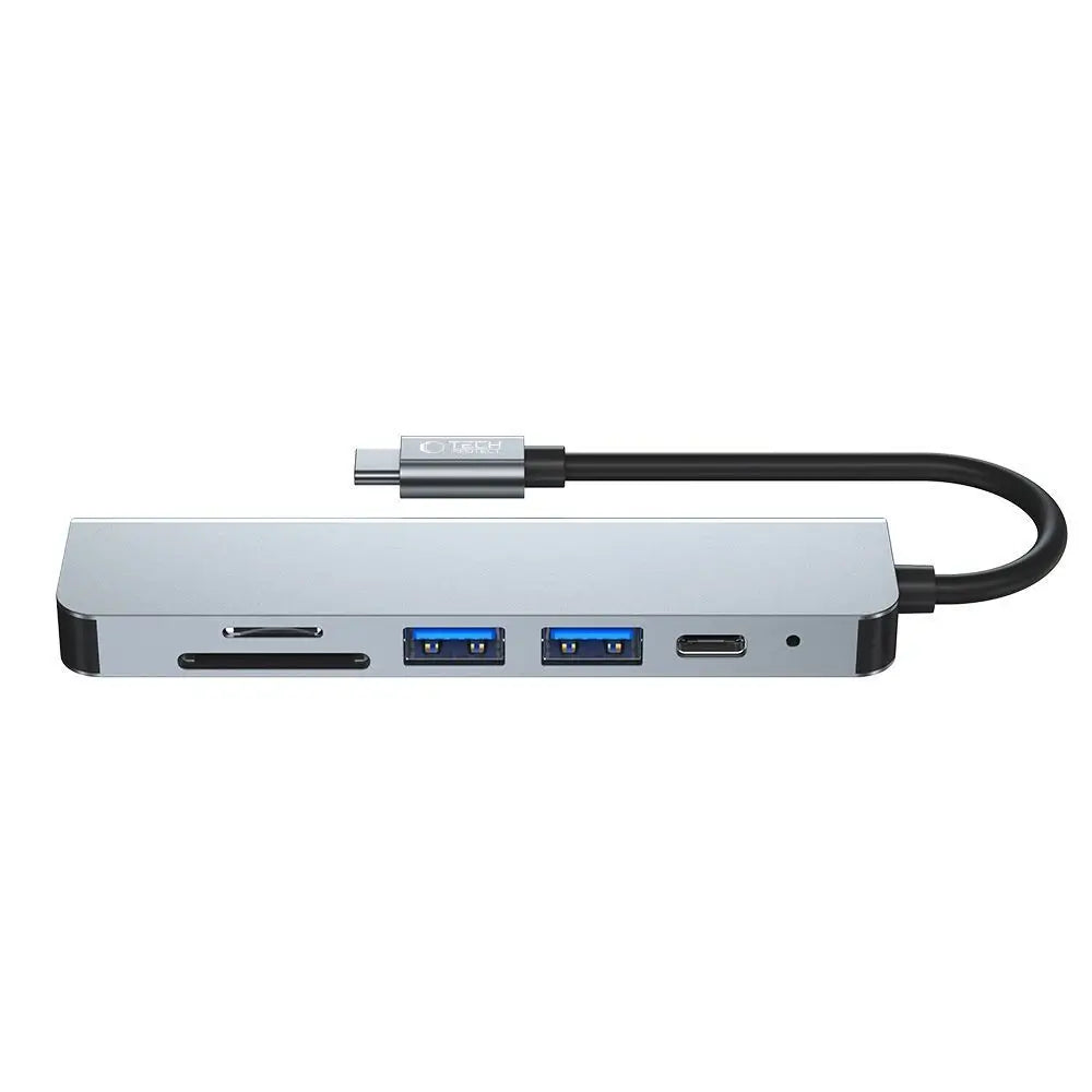Tech-Protect V4 6in1 USB-C Hub | HDMI & Card Reader – Gray - MIZO.at