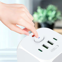 Tech-Protect PCL3X4 Power Socket | 3 Outlets, USB & Type-C, White - MIZO.at