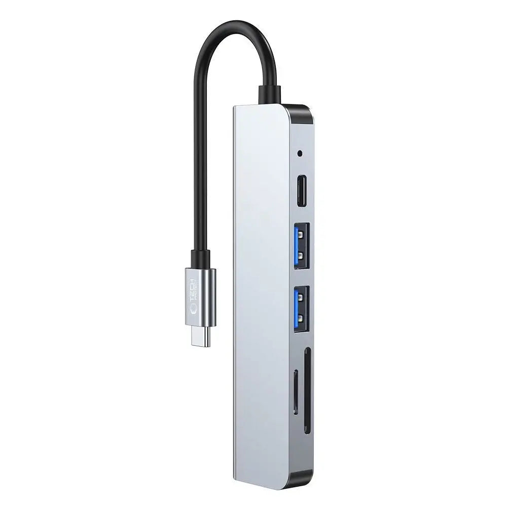 Tech-Protect V4 6in1 USB-C Hub | HDMI & Card Reader – Gray - MIZO.at