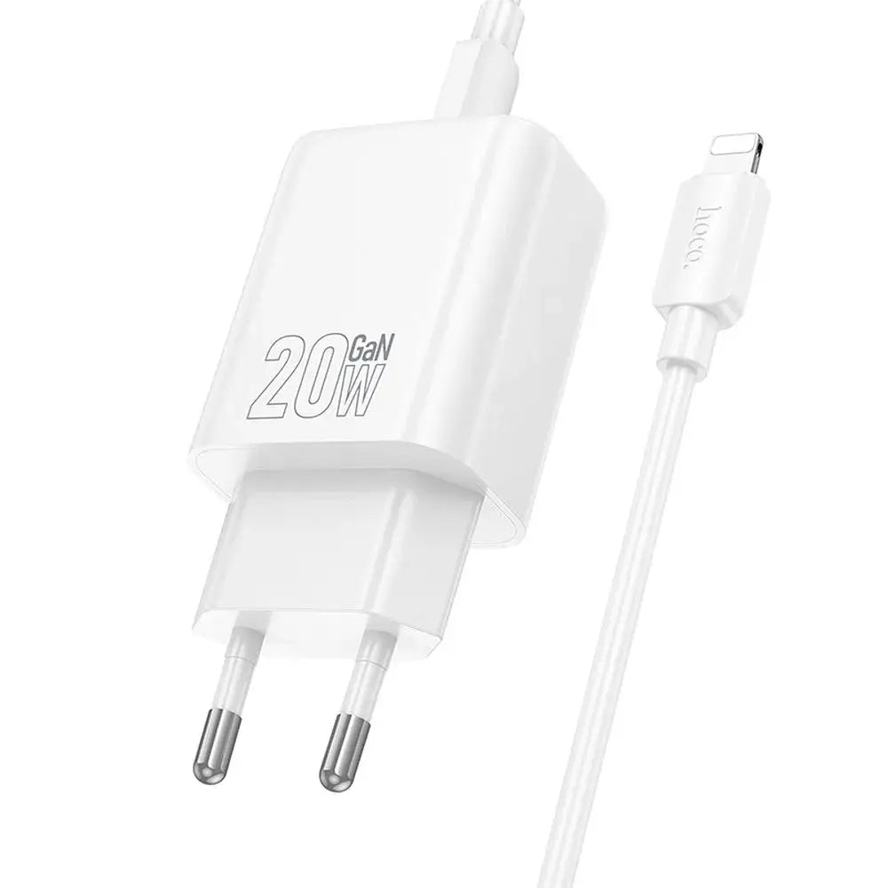 Hoco N61 20W Ladegerät USB-A + USB-C + USB-C/Lightning Kabel Weiß - MIZO.at