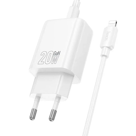 Hoco N61 20W Ladegerät USB-A + USB-C + USB-C/Lightning Kabel Weiß - MIZO.at