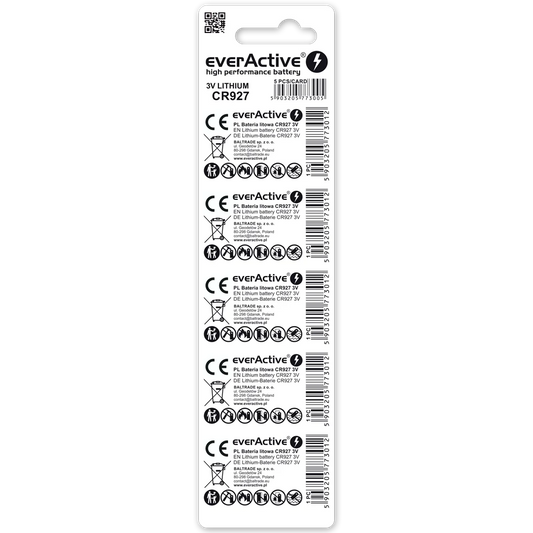 5er Pack everActive CR927 Lithium Knopfzellen 3 V - MIZO.at
