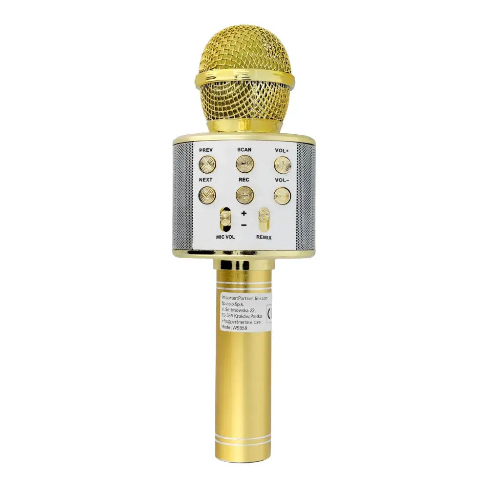 Multimedia Karaoke Microphone CR58 Gold | Wireless & High-Quality Sound - MIZO.at