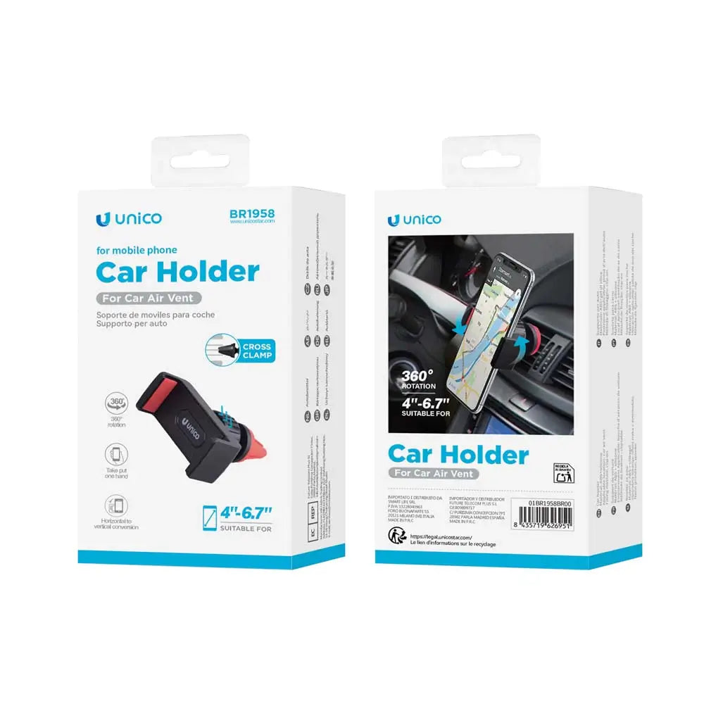 UNICO BR1958 Auto-Handyhalterung Lüftung – Rot - MIZO.at