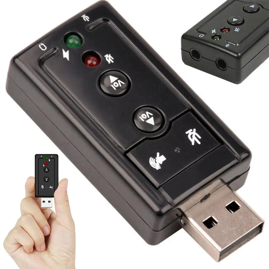 Externe USB-Soundkarte 7.1 mit Kopfhörer- & Mikrofonanschluss – Schwarz - MIZO.at
