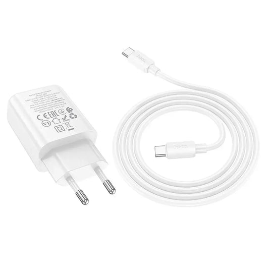 Hoco N60 USB-C QC PD 20W Ladegerät + USB-C auf Lightning Kabel Weiß - MIZO.at