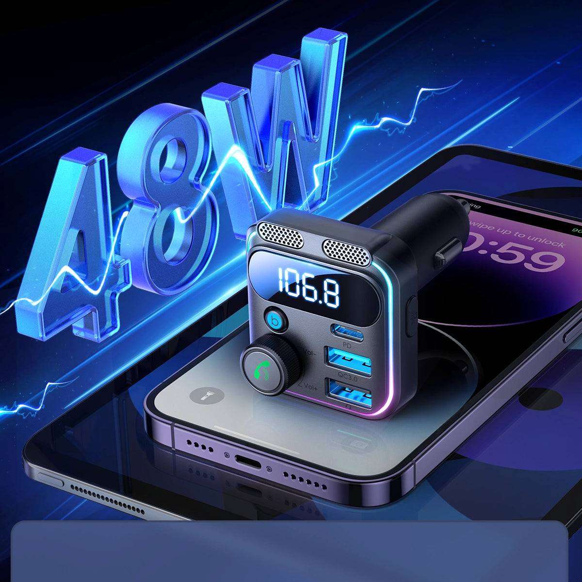 Joyroom 48W FM Transmitter | Bluetooth Car Charger with LED - MIZO.at