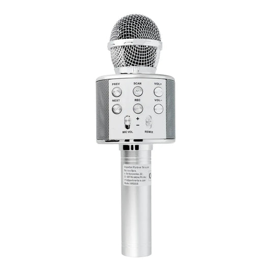 Multimedia Karaoke Mikrofon CR58 – Bluetooth & Voice Changer Silber - MIZO.at