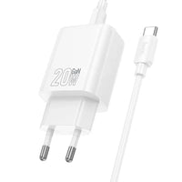 Hoco N60 USB-C QC PD 20W Ladegerät + USB-C auf Lightning Kabel Weiß - MIZO.at