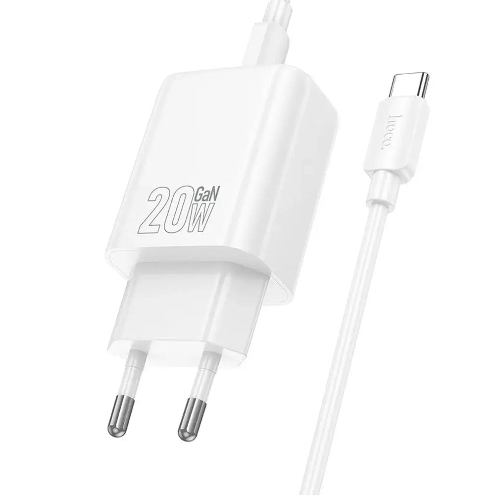 Hoco N60 USB-C QC PD 20W Ladegerät + USB-C auf Lightning Kabel Weiß - MIZO.at