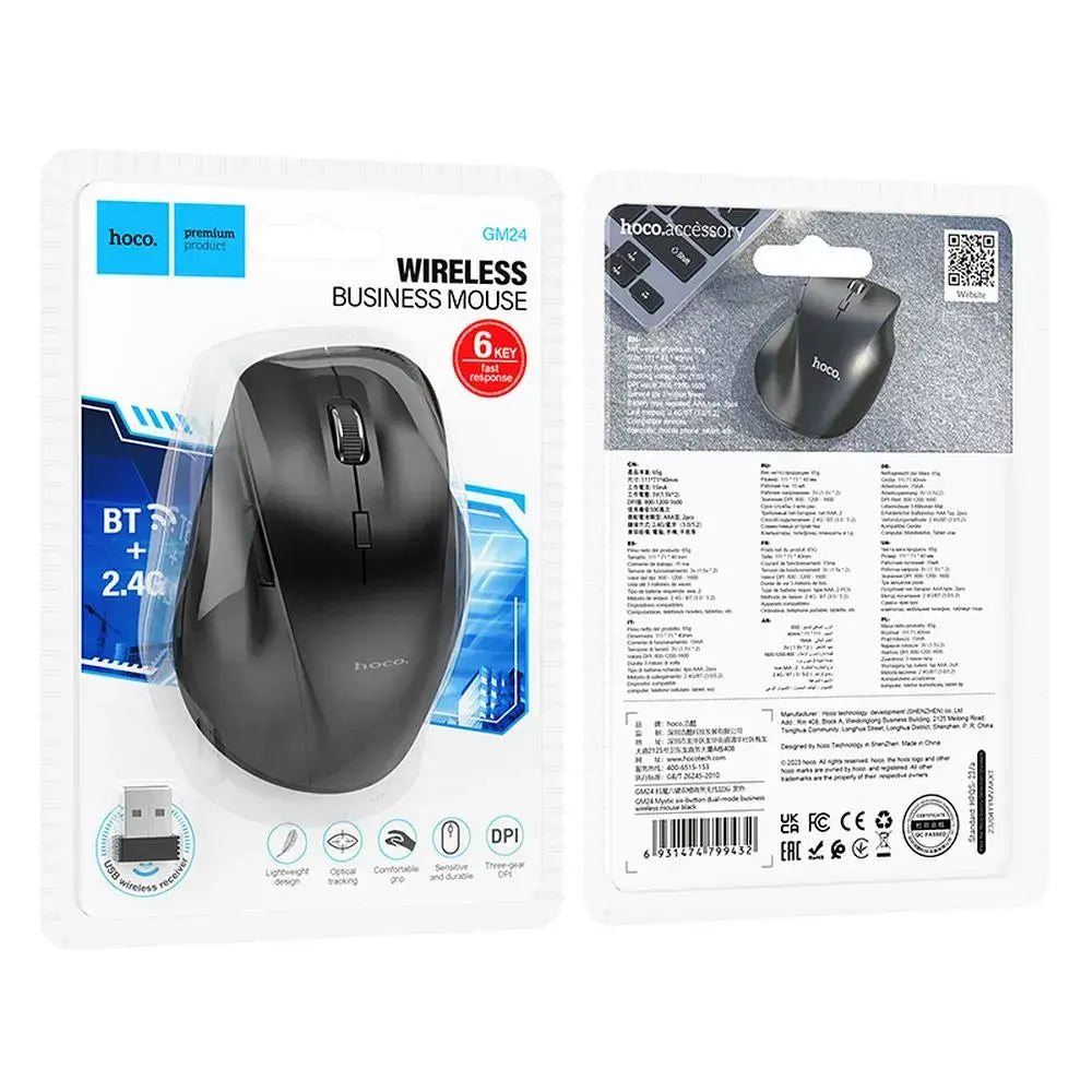 Hoco Wireless Maus 2,4GHz 1600 DPI GM24 Schwarz - MIZO.at