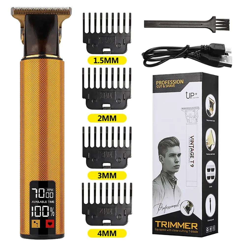 T9 Hair Clipper with LED Display & Combs – Orange