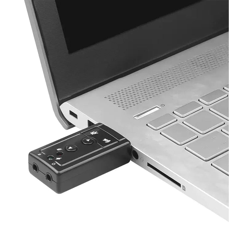 Externe USB-Soundkarte 7.1 mit Kopfhörer- & Mikrofonanschluss – Schwarz - MIZO.at
