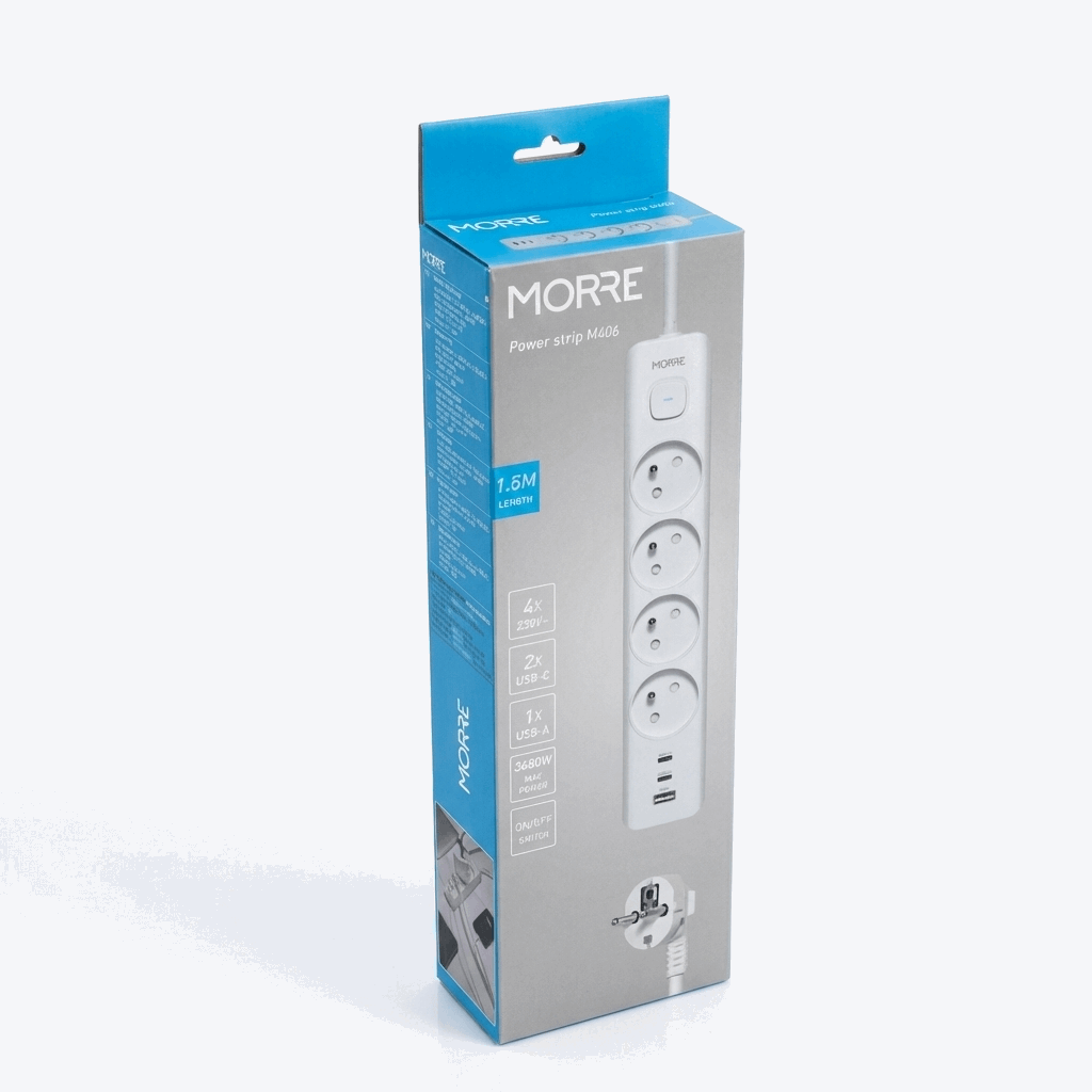 MORRE M406 Steckdosenleiste 4-fach + 3x USB | 1,5 m - MIZO.at