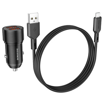 Borofone BZ19 Wisdom Car Charger 2xUSB | QC/FCP/AFC 12W + Cable - MIZO.at