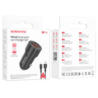 Borofone BZ19 Wisdom Car Charger 2xUSB | QC/FCP/AFC 12W + Cable - MIZO.at