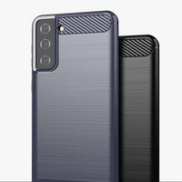 Samsung S21 5G Carbon Case | Flexible TPU Cover Blue - MIZO.at