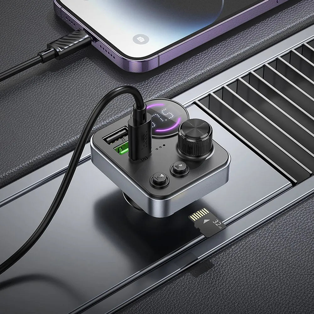 Hoco E86 Bluetooth FM Transmitter 48W mit USB-C & USB-A Schwarz - MIZO.at