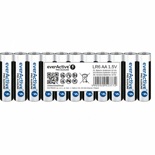 10er Pack everActive Pro AA LR6 Alkaline Batterien 1,5V - MIZO.at