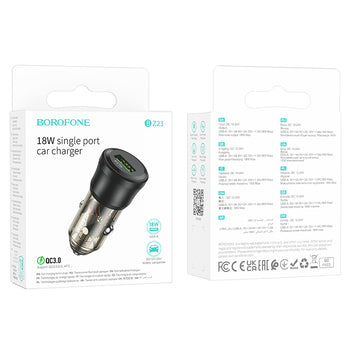 Borofone BZ23 Noble Car Charger 18W USB QC 3.0 | 3A, Black - MIZO.at