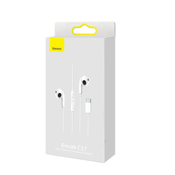 Baseus Encok C17 USB-C Earphones | White In-Ear Wired Headphones - MIZO.at