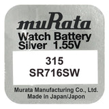 Murata 315 SR716SW Silber Knopfzelle 1,55 V - MIZO.at