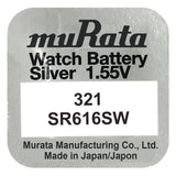 Murata 321 SR616SW Silber Knopfzelle 1,55 V - MIZO.at