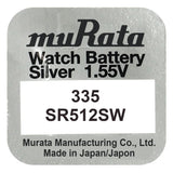 Murata 335 SR512SW Silber Knopfzelle 1,55 V - MIZO.at