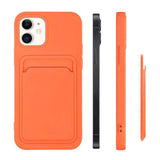iPhone 13 Pro Kartenhülle Orange – Silikon Geldbörse mit Kartenfach - MIZO.at