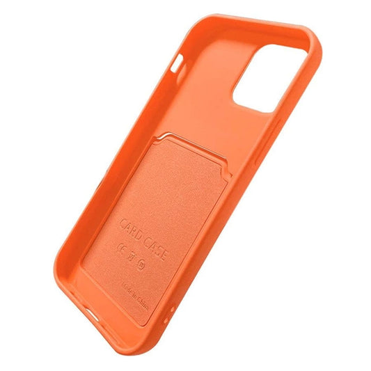 iPhone 13 Pro Kartenhülle Orange – Silikon Geldbörse mit Kartenfach - MIZO.at