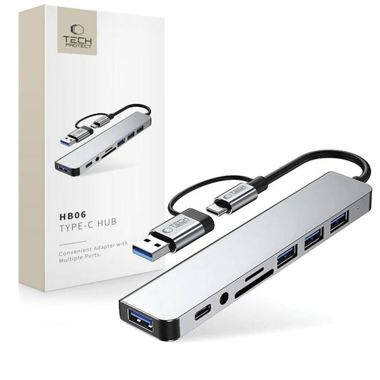 Tech-Protect HB06 9-in-1 USB-C Hub - Multiport Adapter Space Grau - MIZO.at