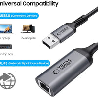 Tech-Protect UltraBoost USB 3.0 to Ethernet Adapter | 1000Mbps, Black - MIZO.at