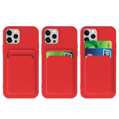 Samsung S21 Ultra Kartenhülle Rot – Silikon Geldbörse mit Kartenfach - MIZO.at