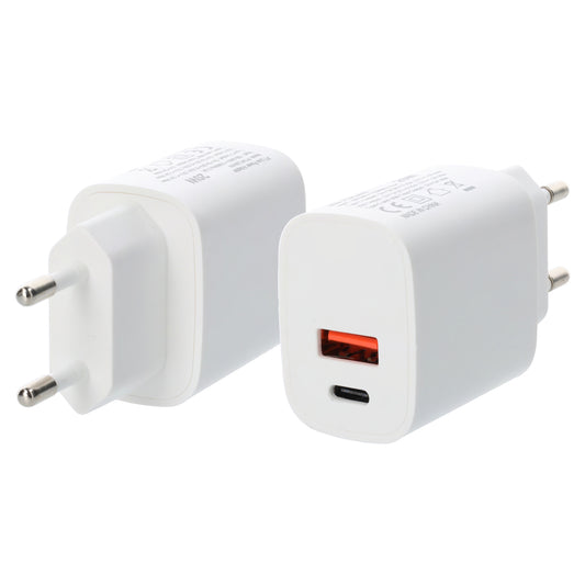 Dual Port USB-A & USB Type-C Power Adapter Travel Charger Total Output 38W, White Bulk - MIZO.at