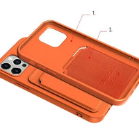 iPhone 13 Pro Card Case | Orange Silicone Wallet with Card Slot - MIZO.at