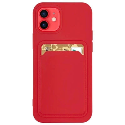 Samsung S21 Ultra Kartenhülle Rot – Silikon Geldbörse mit Kartenfach - MIZO.at