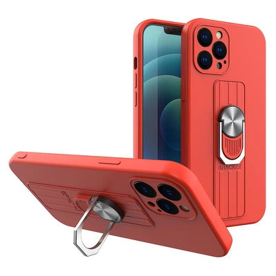 iPhone 12 Pro Ring Silikon Hülle Rot – Fingerhalterung & Ständer - MIZO.at