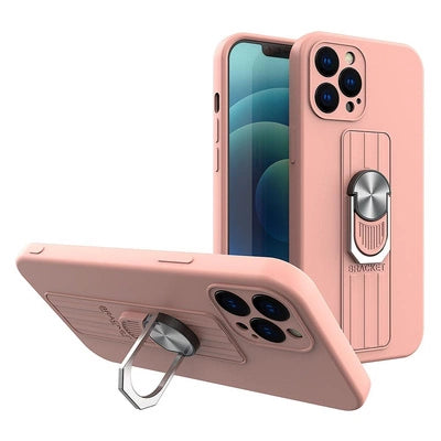 iPhone 12 Pro Ring Silikon Hülle Rosa – Fingerhalterung & Ständer - MIZO.at
