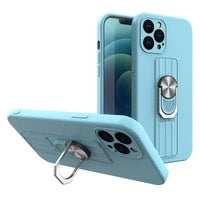 iPhone 13 Mini Ring Silikon Case – Hellblau mit Finger Grip & Stand - MIZO.at