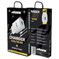 MOONX MC01 Wall Charger | 10.5W USB + USB-C Cable White