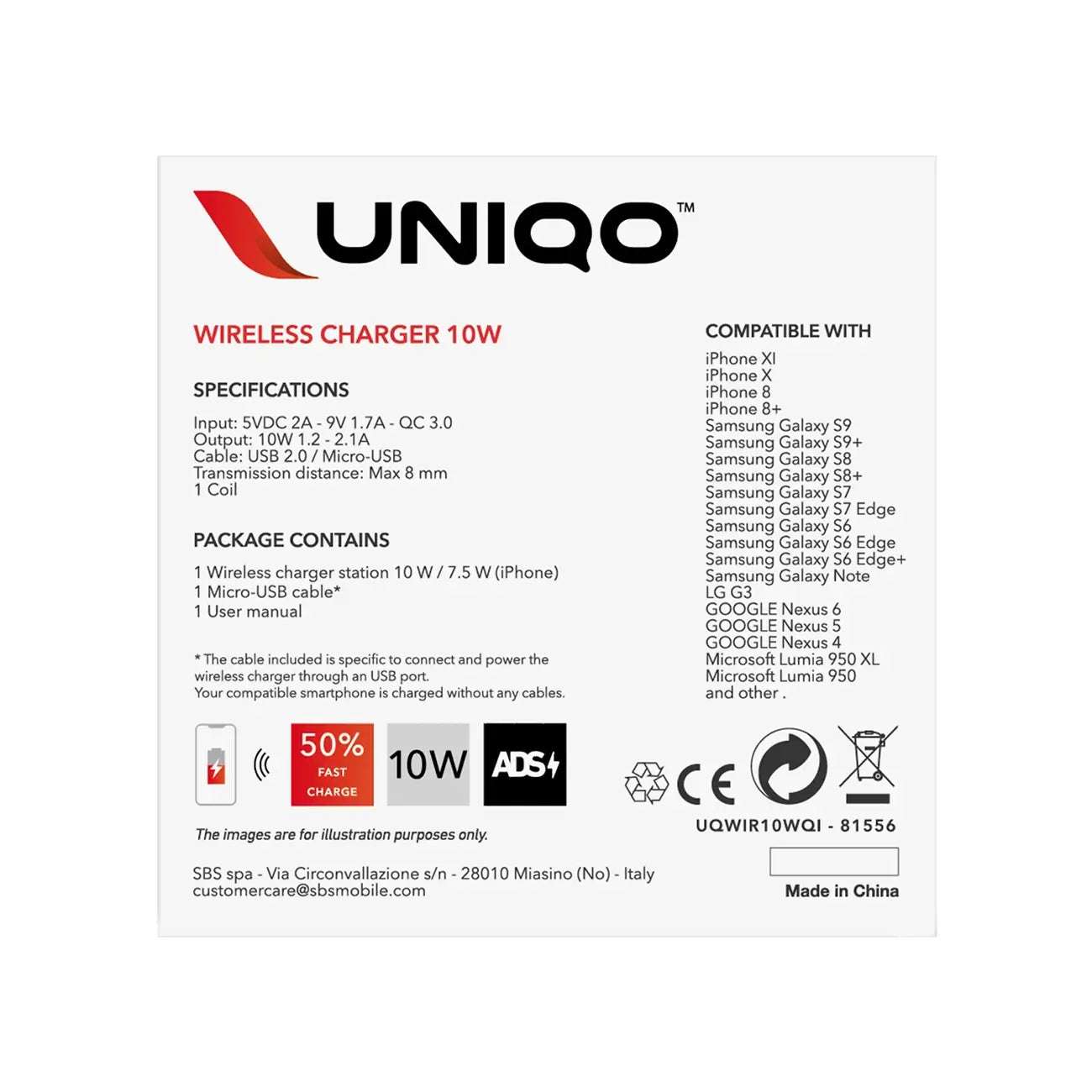 SBS 10W Wireless Charger | Quick Charge 3.0, Safe & Compact - MIZO.at