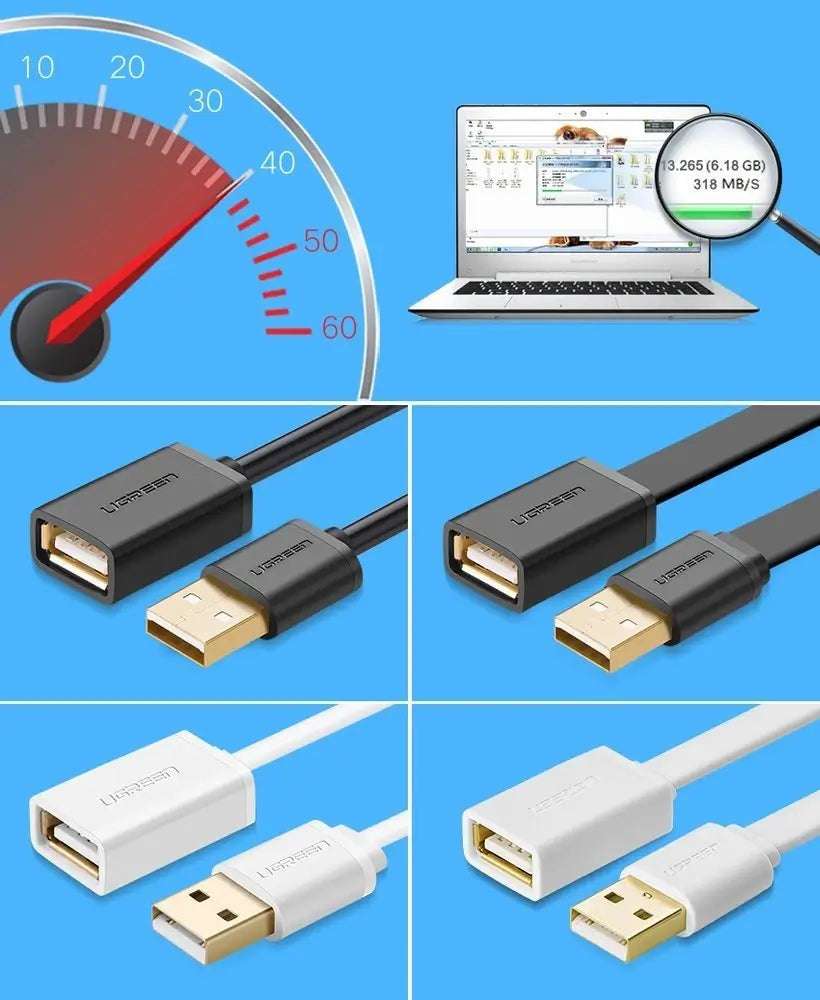 UGREEN USB Adapter Cable Female to Male 2m Black | Durable Connection - MIZO.at