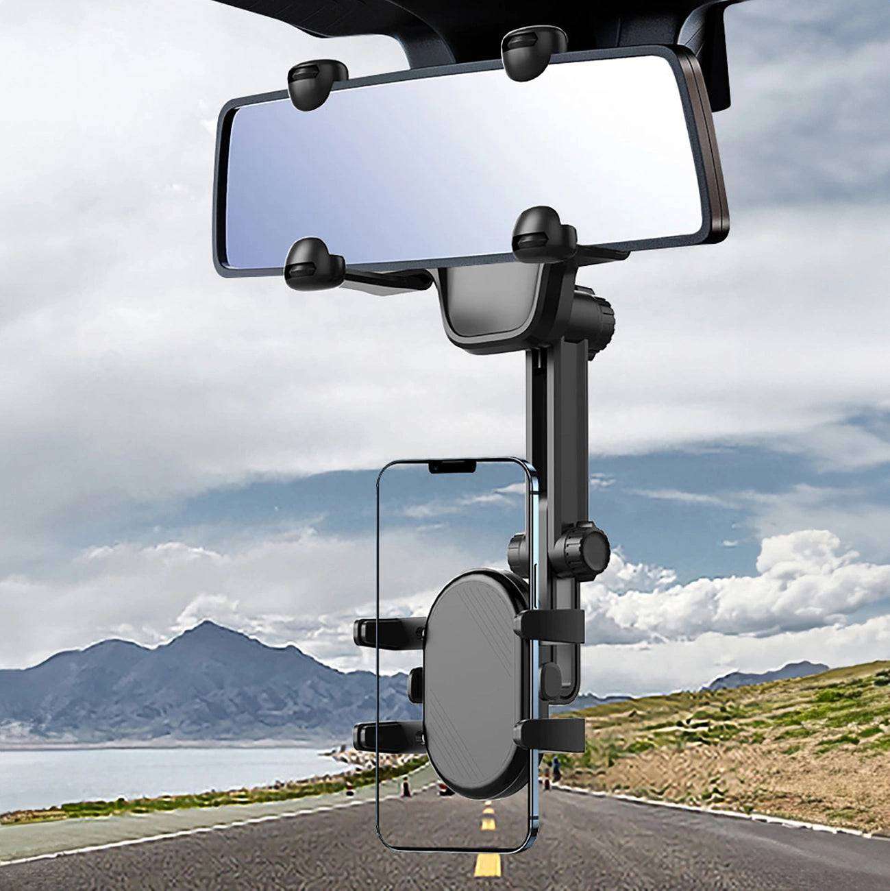 Car Phone Holder for Rearview Mirror | Adjustable & Secure | Black - MIZO.at