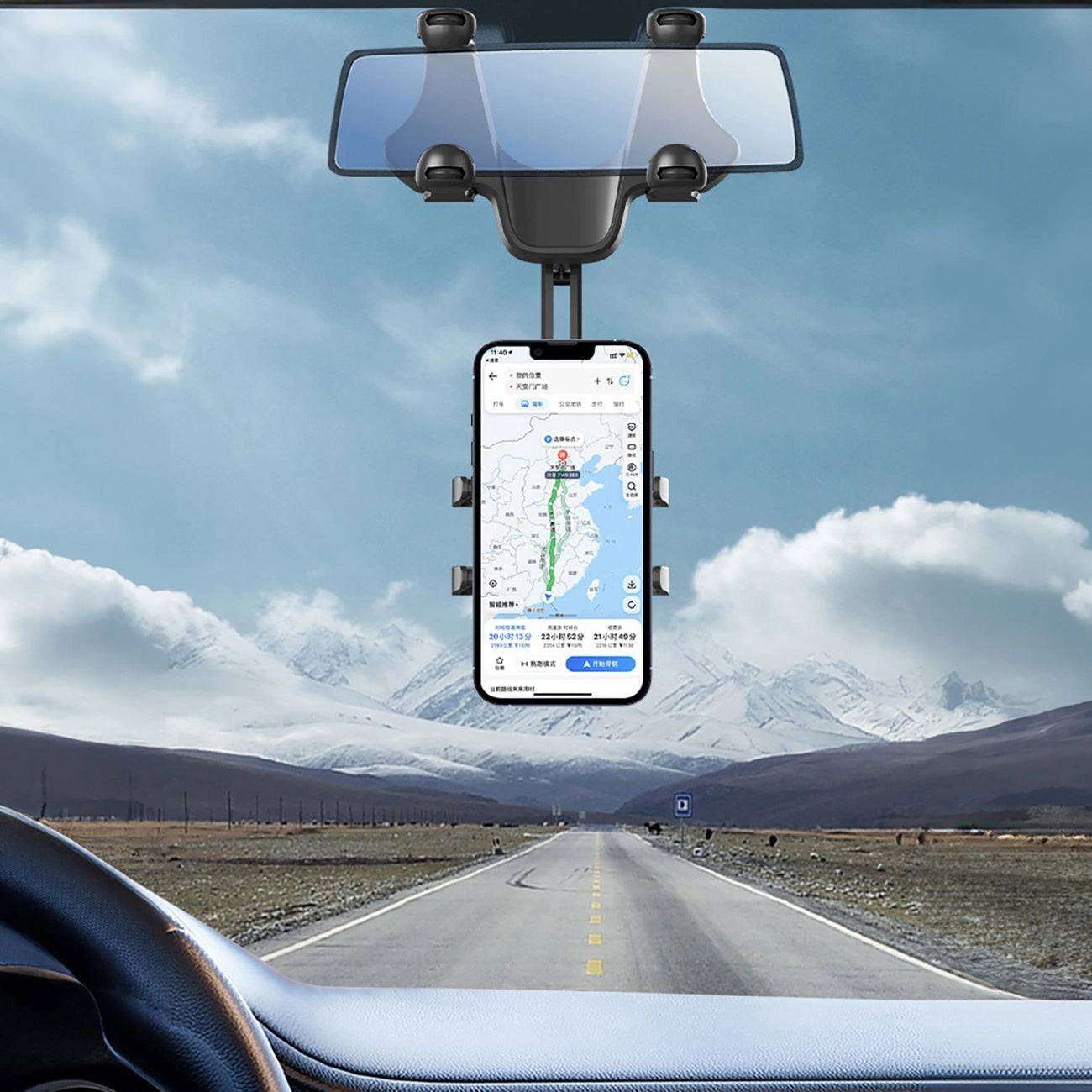 Car Phone Holder for Rearview Mirror | Adjustable & Secure | Black - MIZO.at