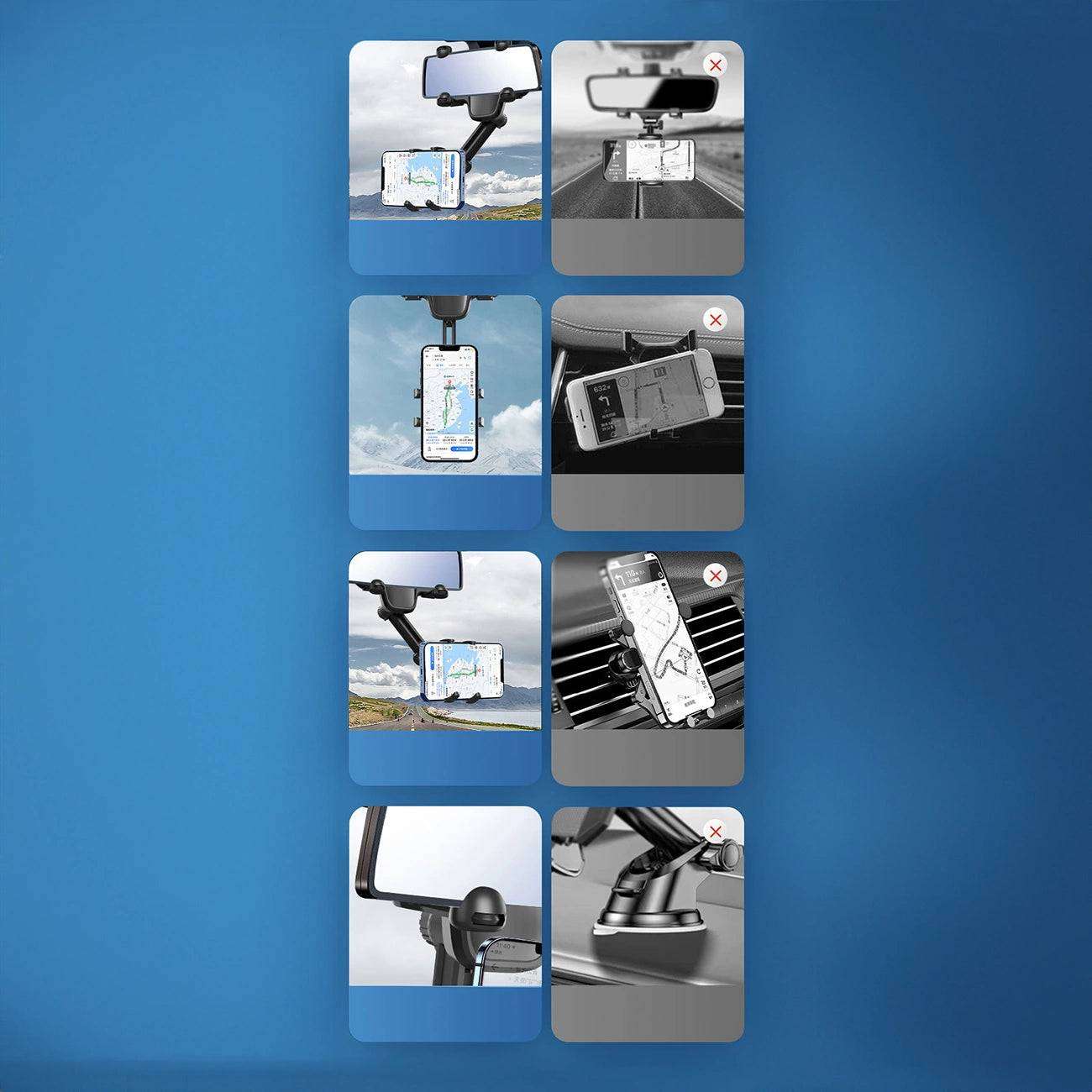 Car Phone Holder for Rearview Mirror | Adjustable & Secure | Black - MIZO.at